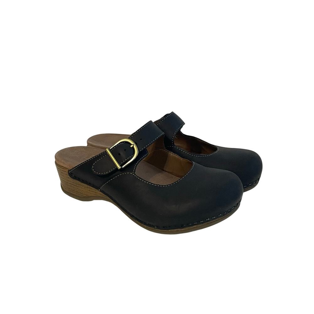 DANSKO Martina Mary Jane Buckle Clogs Women's Size 7.5 - 8 EU 38 Black